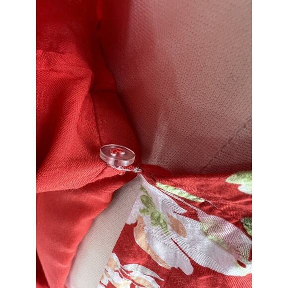 J. Jill Papaya Floral Ruffle Wrap Dress Size Medium Short Flutter Sleeves Lined - Picture 10 of 16